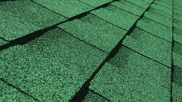 Closeup of asphalt roofing shingles